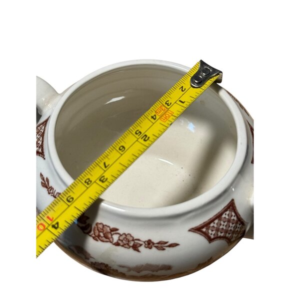 Alfred Meakin Fair Winds Pottery Sugar Bowl With Dual Handles & Scenic Pattern - Picture 7 of 10